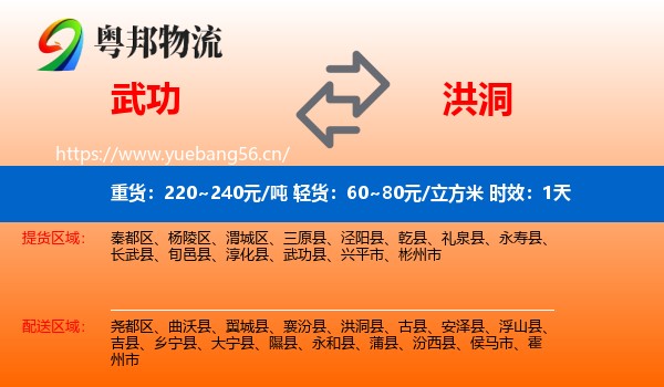 武功到洪洞县物流专线名片