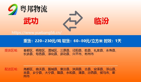 武功到临汾物流专线名片