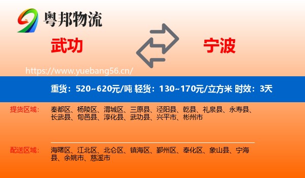武功到宁波物流专线名片
