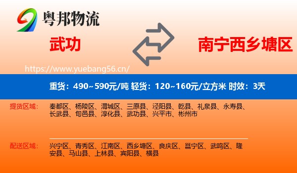 武功到西乡塘区物流专线名片