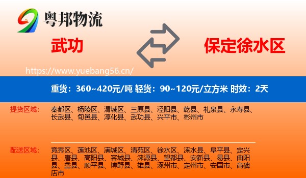 武功到徐水区物流专线名片