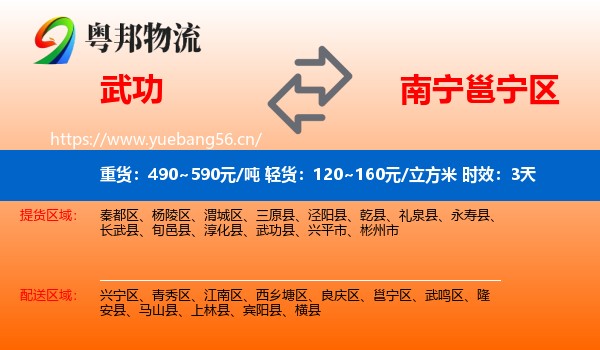 武功到邕宁区物流专线名片