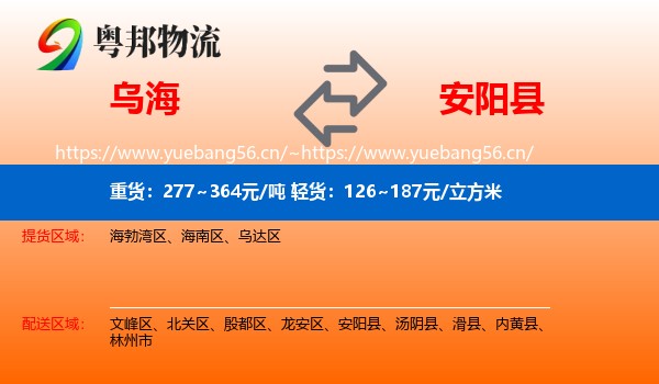 乌海到安阳县物流
