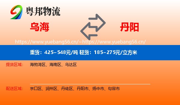 乌海到丹阳市物流