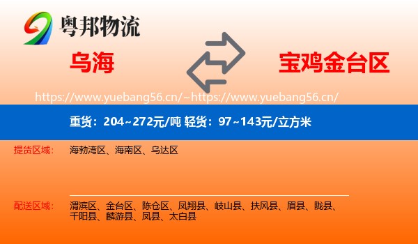 乌海到金台区物流