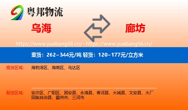 乌海到廊坊物流专线
