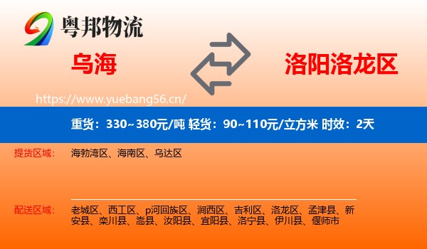 乌海到洛龙区物流专线名片