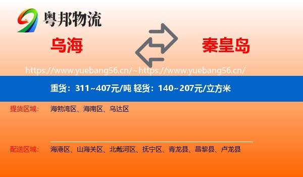 乌海到秦皇岛物流专线