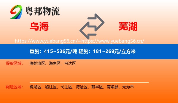 乌海到芜湖物流专线