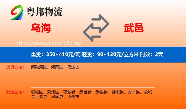 乌海到武邑县物流专线名片