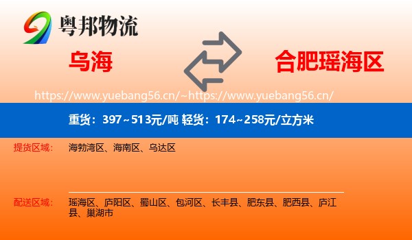 乌海到瑶海区物流