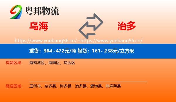 乌海到治多县物流