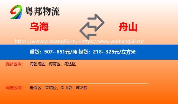 乌海到舟山物流专线