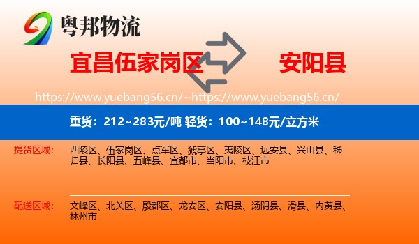 宜昌伍家岗区到安阳县物流