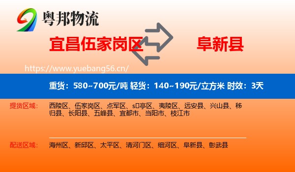 宜昌伍家岗区到阜新县物流专线名片