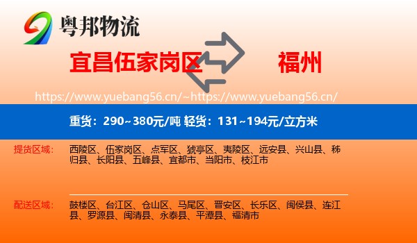伍家岗区到福州物流专线