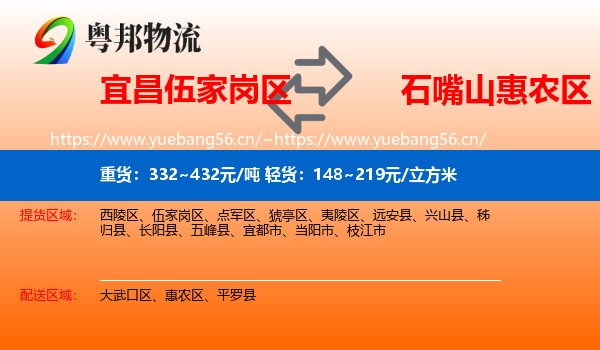 宜昌伍家岗区到惠农区物流