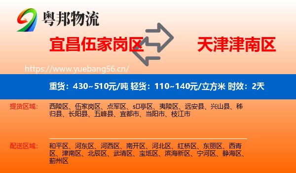 宜昌伍家岗区到津南区物流专线名片