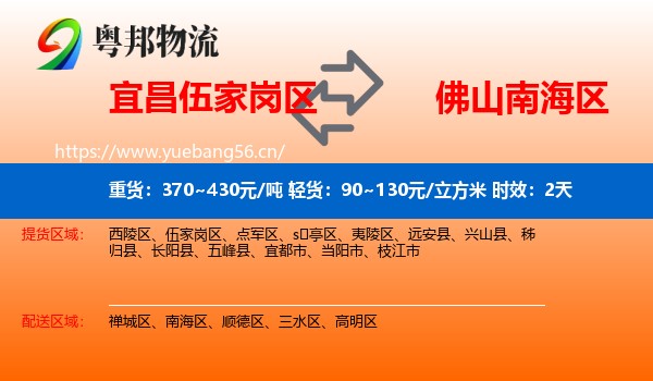 宜昌伍家岗区到南海区物流专线名片