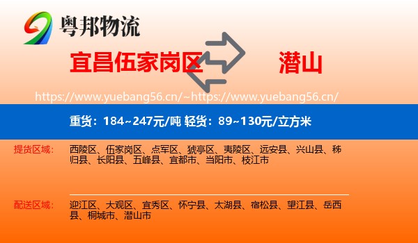 宜昌伍家岗区到潜山市物流