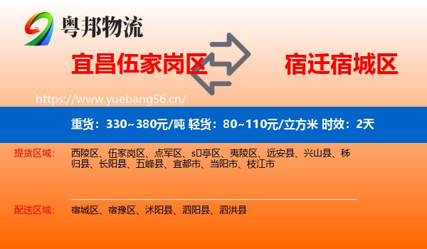 宜昌伍家岗区到宿城区物流专线名片