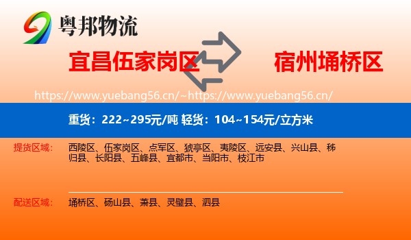 宜昌伍家岗区到埇桥区物流