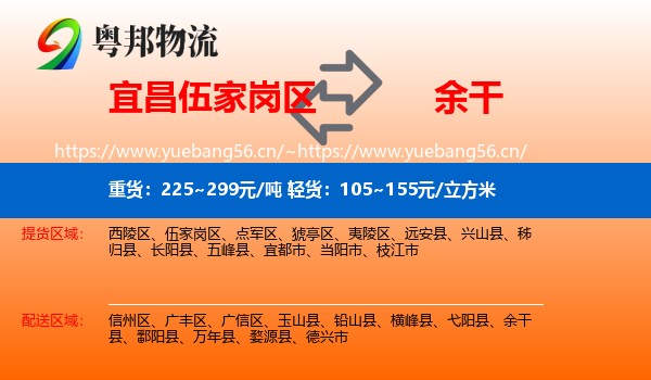 宜昌伍家岗区到余干县物流