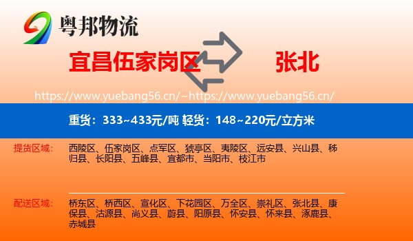 宜昌伍家岗区到张北县物流