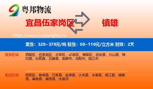宜昌伍家岗区到镇雄县物流专线名片