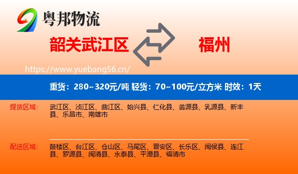 韶关武江区到福州物流专线名片