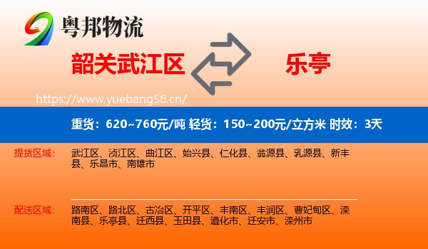 韶关武江区到乐亭县物流专线名片