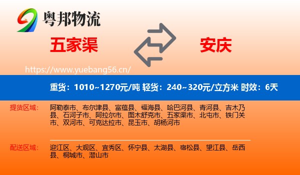 五家渠到安庆物流专线名片