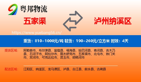 五家渠到纳溪区物流 五家渠到纳溪区物流专线名片