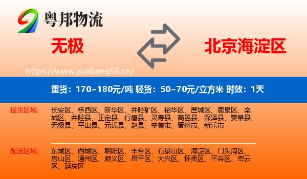 无极到海淀区物流专线名片