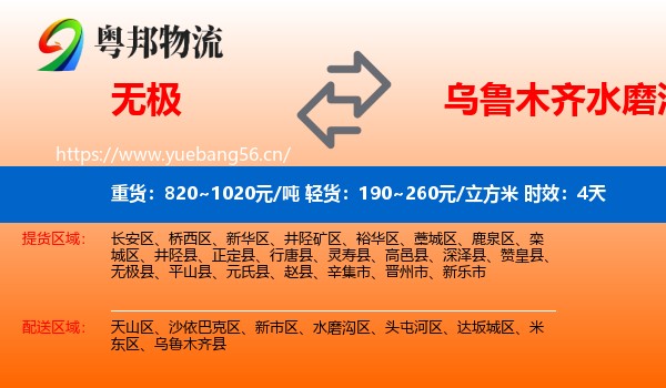 无极到水磨沟区物流 无极到水磨沟区物流专线名片