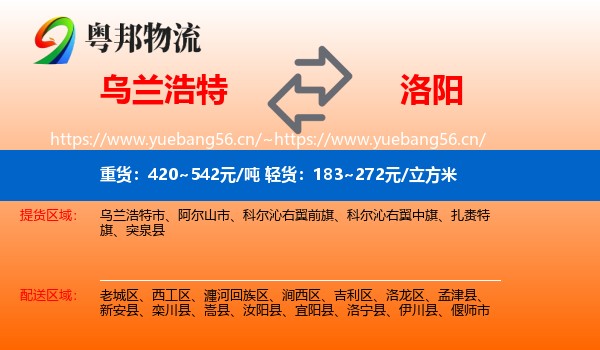 乌兰浩特到洛阳物流