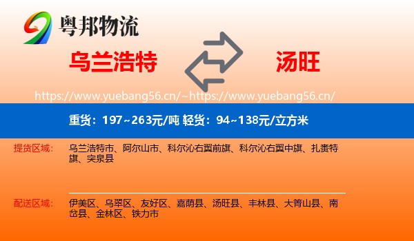 乌兰浩特到汤旺县物流