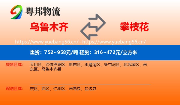 乌鲁木齐到攀枝花物流