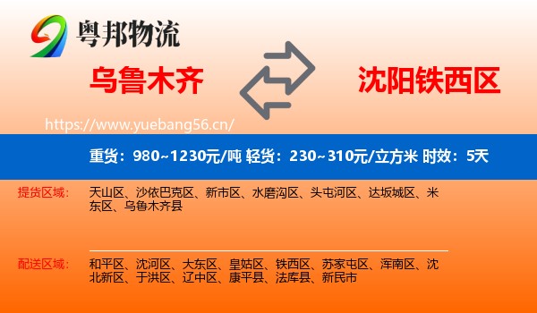 乌鲁木齐到铁西区物流专线名片