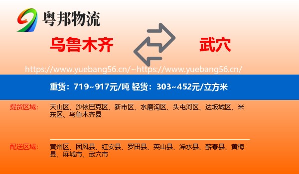 乌鲁木齐到武穴市物流
