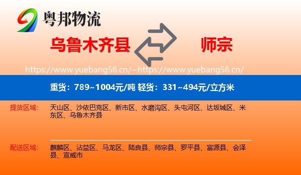 乌鲁木齐县到师宗县物流