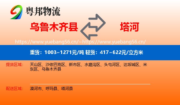 乌鲁木齐县到塔河县物流