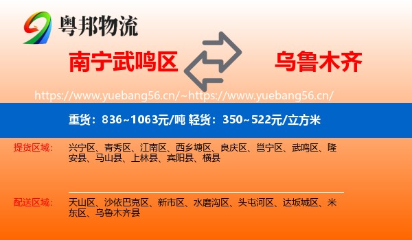 南宁武鸣区到乌鲁木齐物流