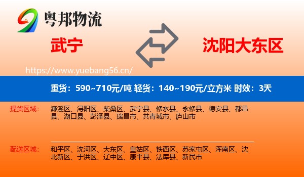 武宁到大东区物流专线名片