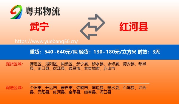 武宁到红河县物流专线名片
