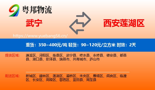 武宁到莲湖区物流 武宁到莲湖区物流专线名片