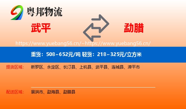 武平到勐腊县物流