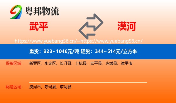 武平到漠河市物流