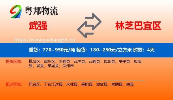 武强到巴宜区物流专线名片
