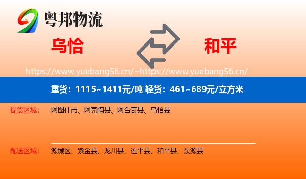 乌恰到和平县物流
